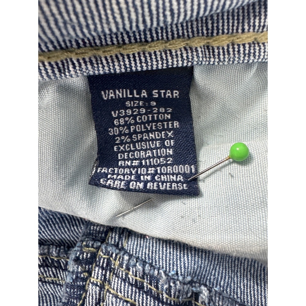 Y2K Vanilla Star Low Rise Denim Shorts McBling Embroidered Flap Pocket Sz 9 - Picture 8 of 11